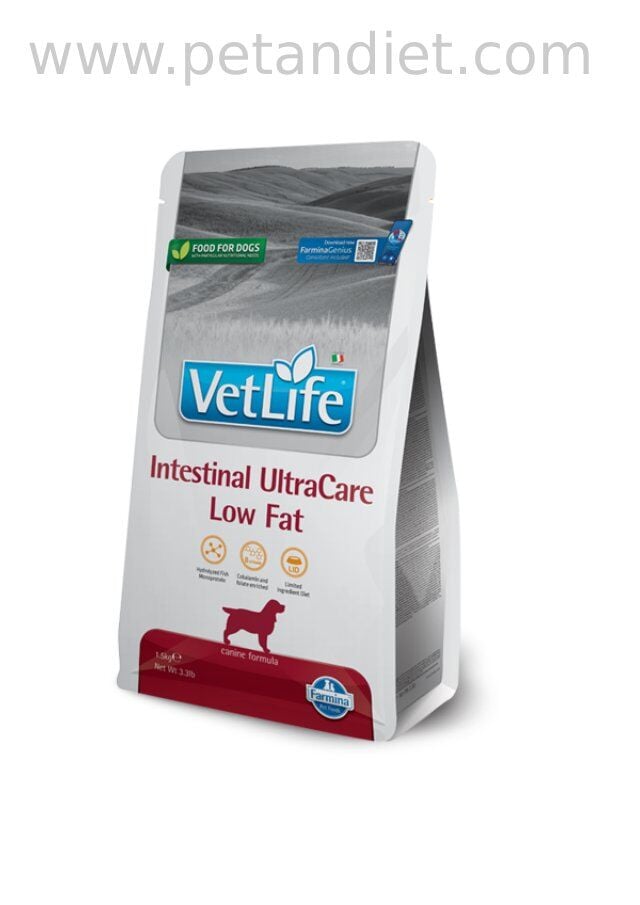 Vetlife Intestinal Ultracare Low Fat 1.5 KG | Düşük Yağlı Sindirim Destekleyici Köpek Maması (SKT:04.2026)
