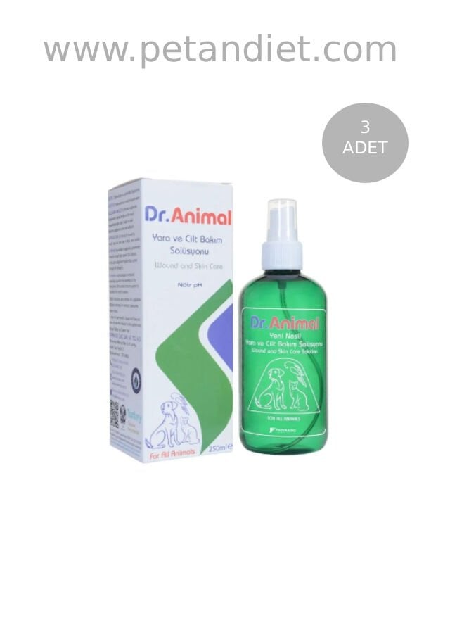 Dr. Animal Ağız Göz Kulak 3x250 ml | Kedi Köpek Deri Bakım ve Temizleme Solüsyonu