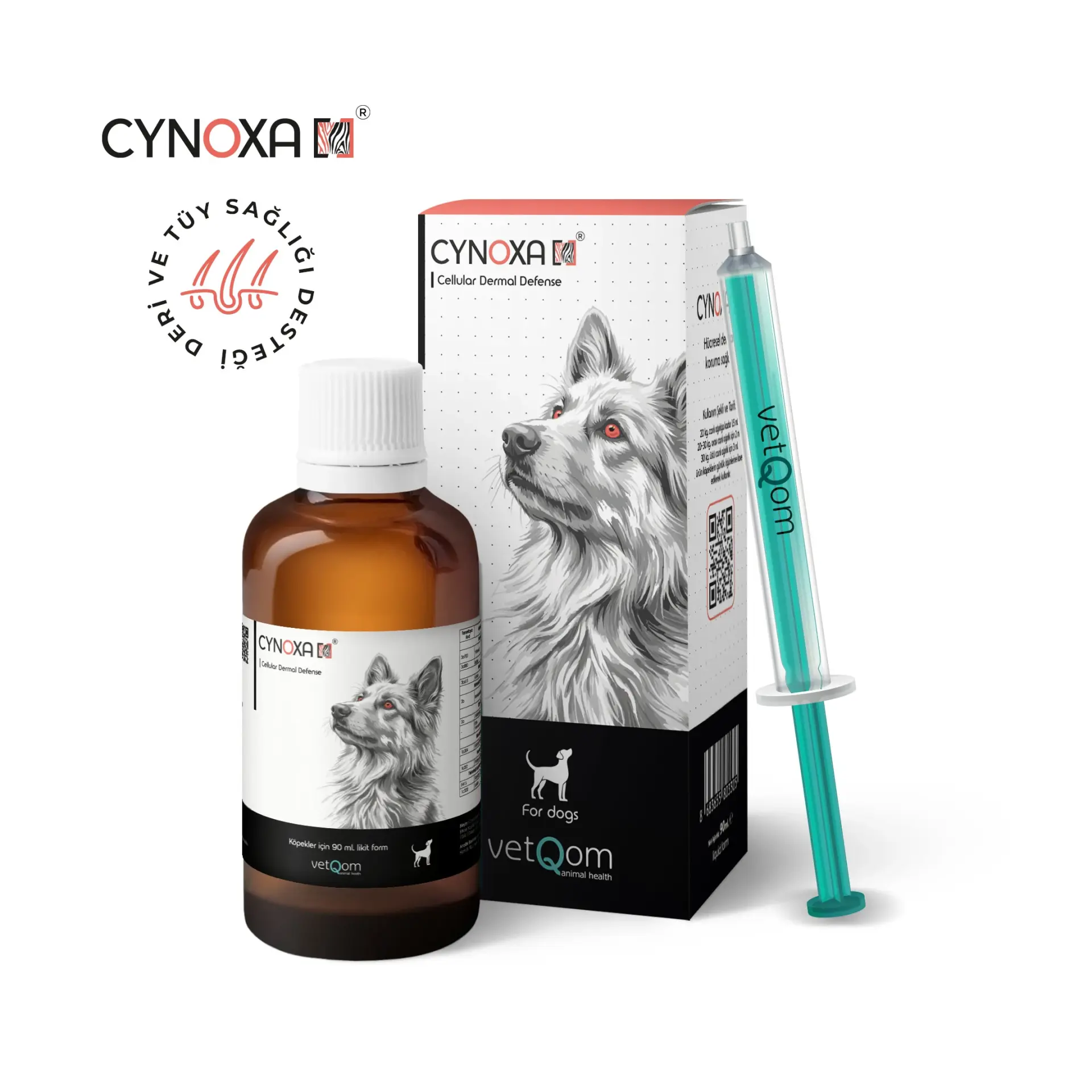 vetQom Cynoxa Köpek - Coat Perfect – Deri ve Tüy Sağlığı – 90 ml. ( SKT:2028)