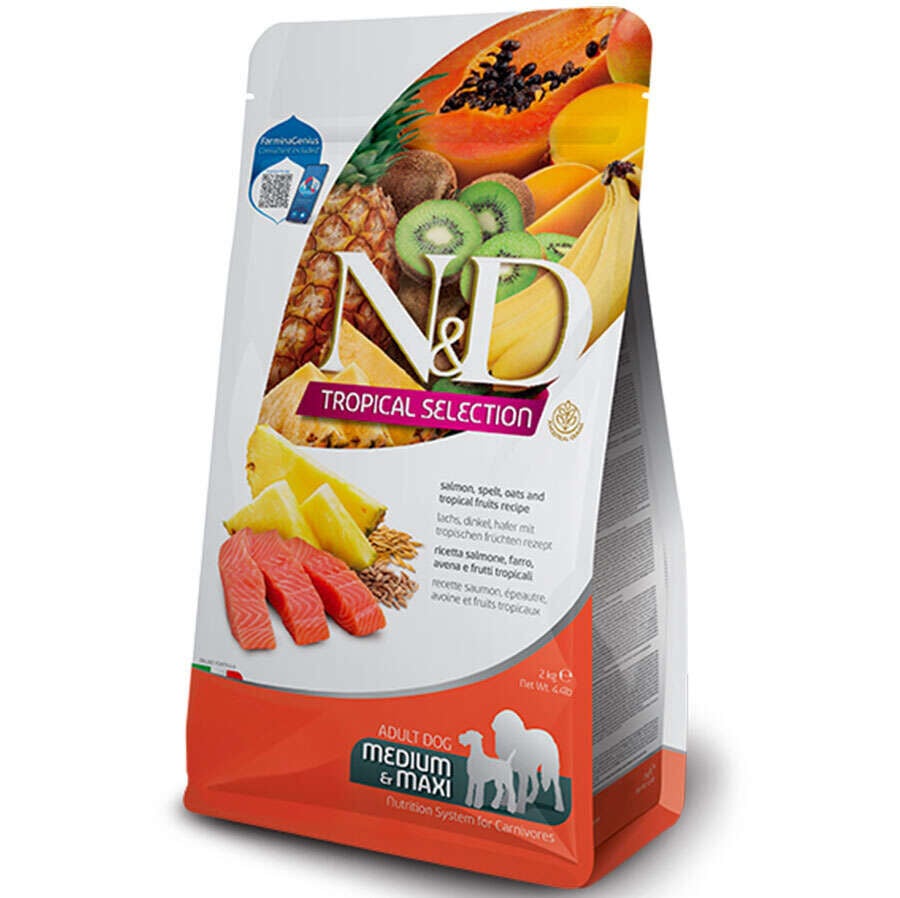 N&D Tropical Selection Somonlu Meyveli Orta ve Büyük Irk Yetişkin Köpek Maması 10 Kg