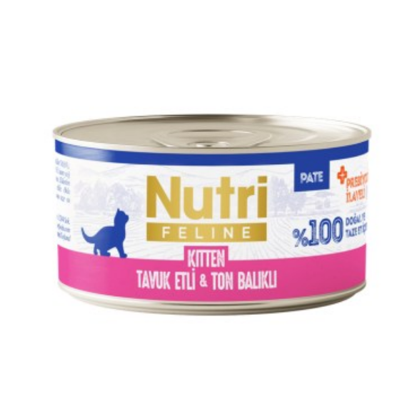 Nutri Feline Tavuk Etli ve Ton Balıklı Yavru Kedi Maması  (SKT :2028)  70 Gr X 24 Adet