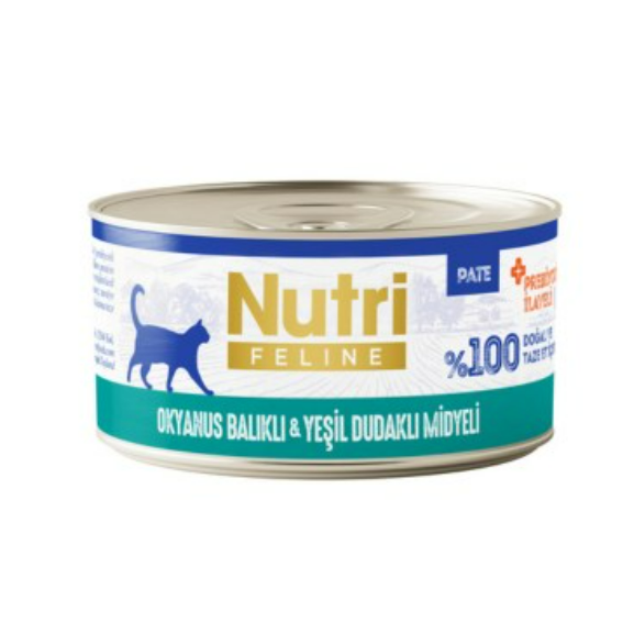 Nutri Feline Okyanus Balıklı ve Yeşil Dudaklı Midyeli Kedi Maması  (SKT :2028)  70 Gr X 24 Adet