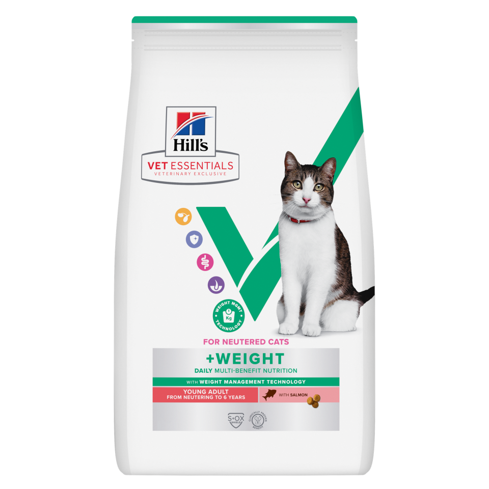 Hill's VET ESSENTIALS Multi-Benefit + Weight Genç Yetişkin Kısır Kedi Maması Somonlu 3 Kg (SKT:06.2027)
