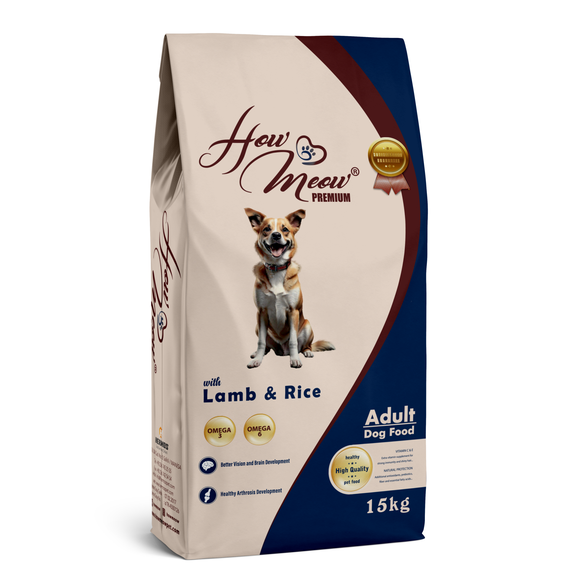 How Meow Yetişkin Köpek Maması Kuzulu & Pirinçli 15 Kg    SKT:02.2027