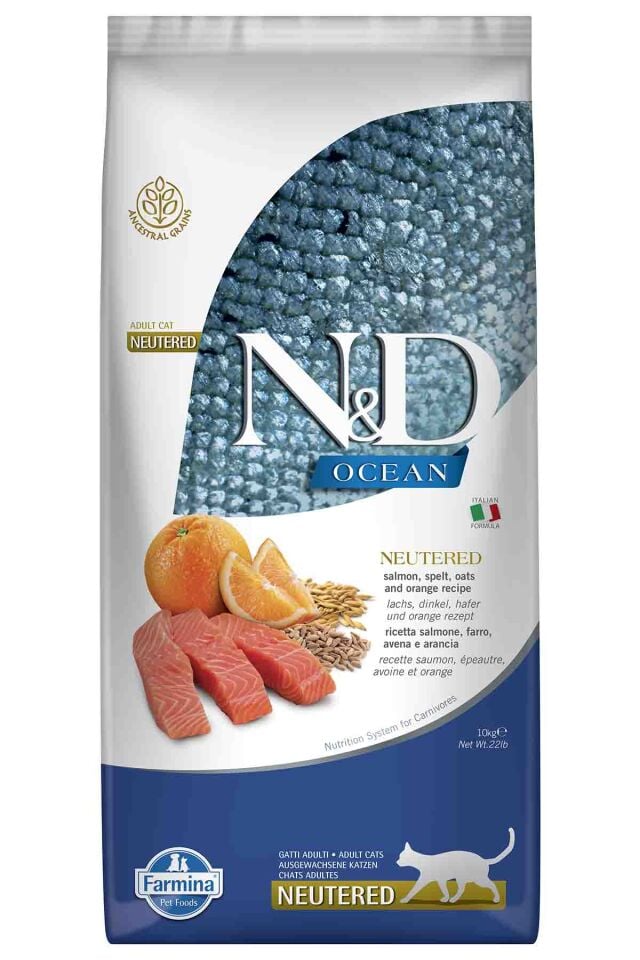 N&D Ocean Düşük Tahıllı Somonlu Kısırlaştırılmış Kedi Maması 10 Kg