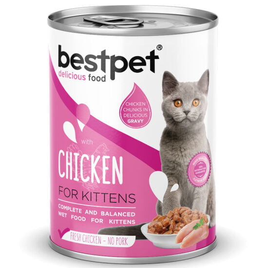 Bestpet Gravy Kitten Parça Tavuk Etli Yavru Kedi Konservesi 400 Gr X 24 Adet