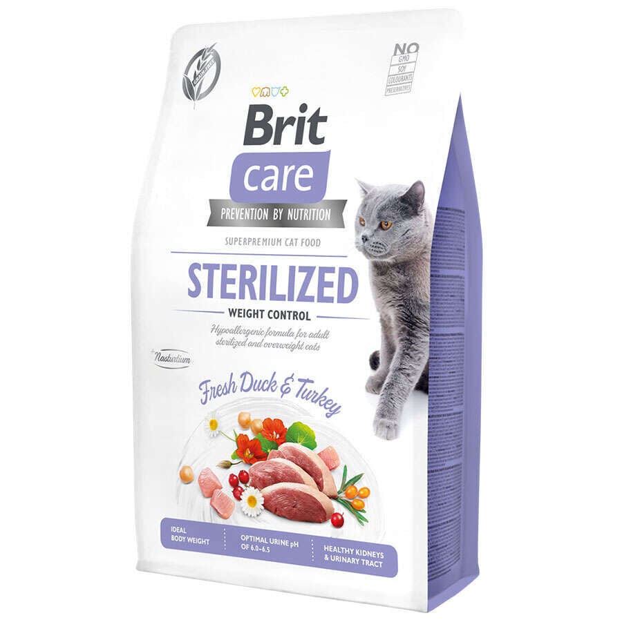 Brit Care Sterilized Weight Control Ördekli ve Hindili Tahılsız Kısırlaştırılmış Kedi Maması 2 Kg