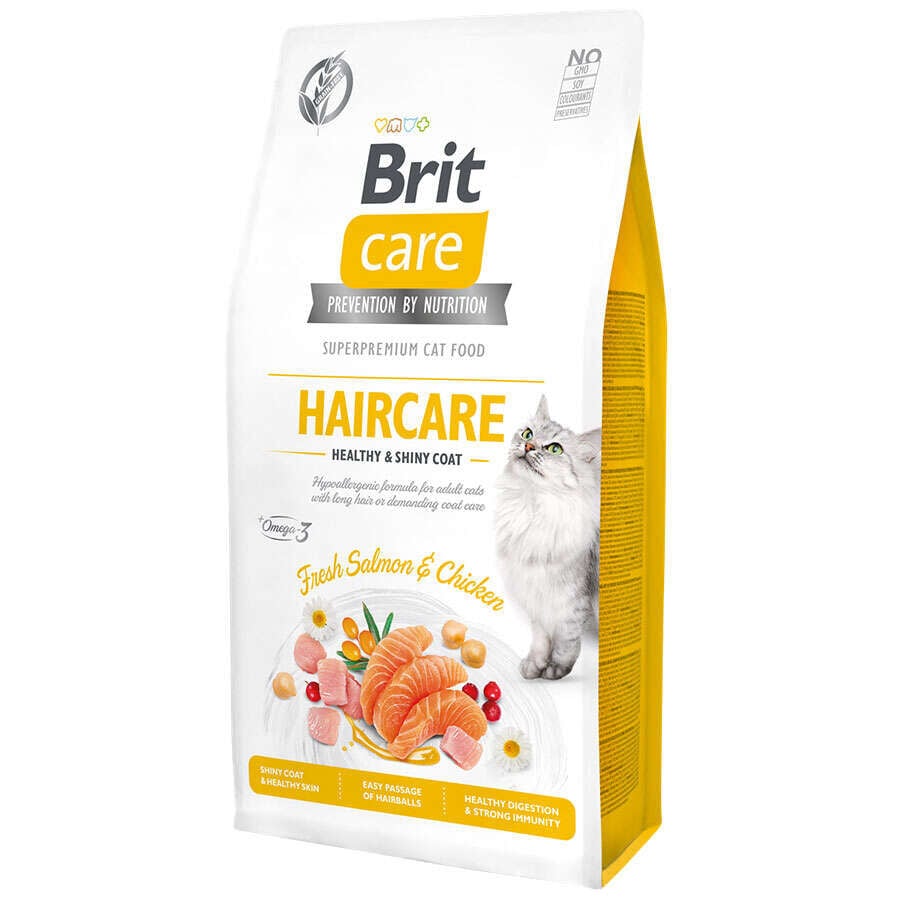 Brit Care Haircare Somonlu ve Tavuklu Tahılsız Yetişkin Kedi Maması 2 Kg
