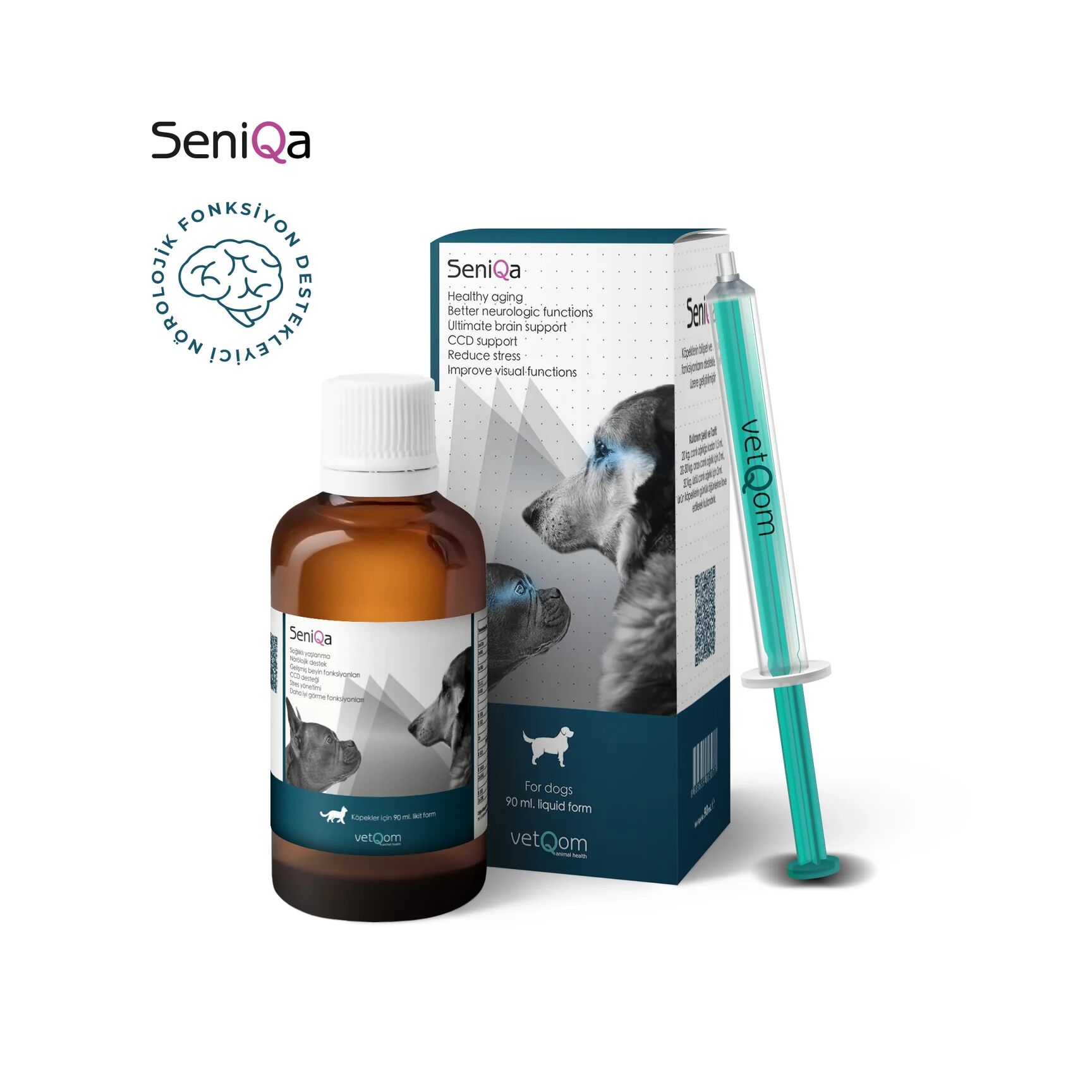 vetQom SeniQa Köpek - Bilişsel ve Nörolojik Fonksiyon Destekleyici 90 ml