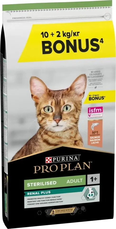 Pro Plan Renal Plus Sterilised Somonlu Kısırlaştırılmış Kedi Maması 10 + 2 Kg (SKT:12.2027)