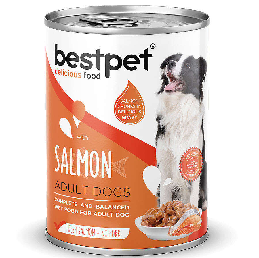 Bestpet Somonlu Parça Etli ve Soslu Köpek Konservesi 400 Gr X 24 ADET